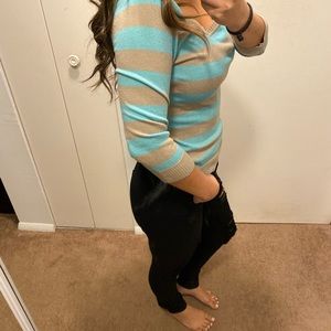 Gray and blue striped H&M sweater